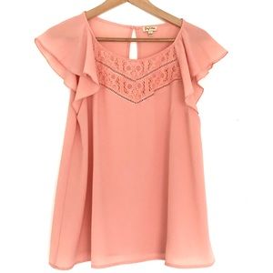 Soft Peach and Lace Top Size Large